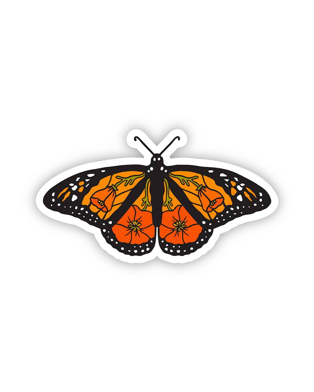 Monarch Butterfly California Poppy Sticker