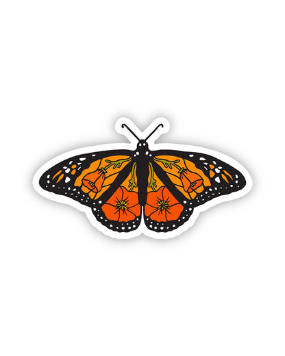 Monarch Butterfly California Poppy Sticker