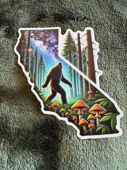 California Bigfoot Galaxy Forest Vinyl Waterproof Sticker