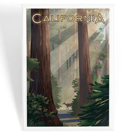 MAGNET California Lithograph Deer in Forest: Magnet