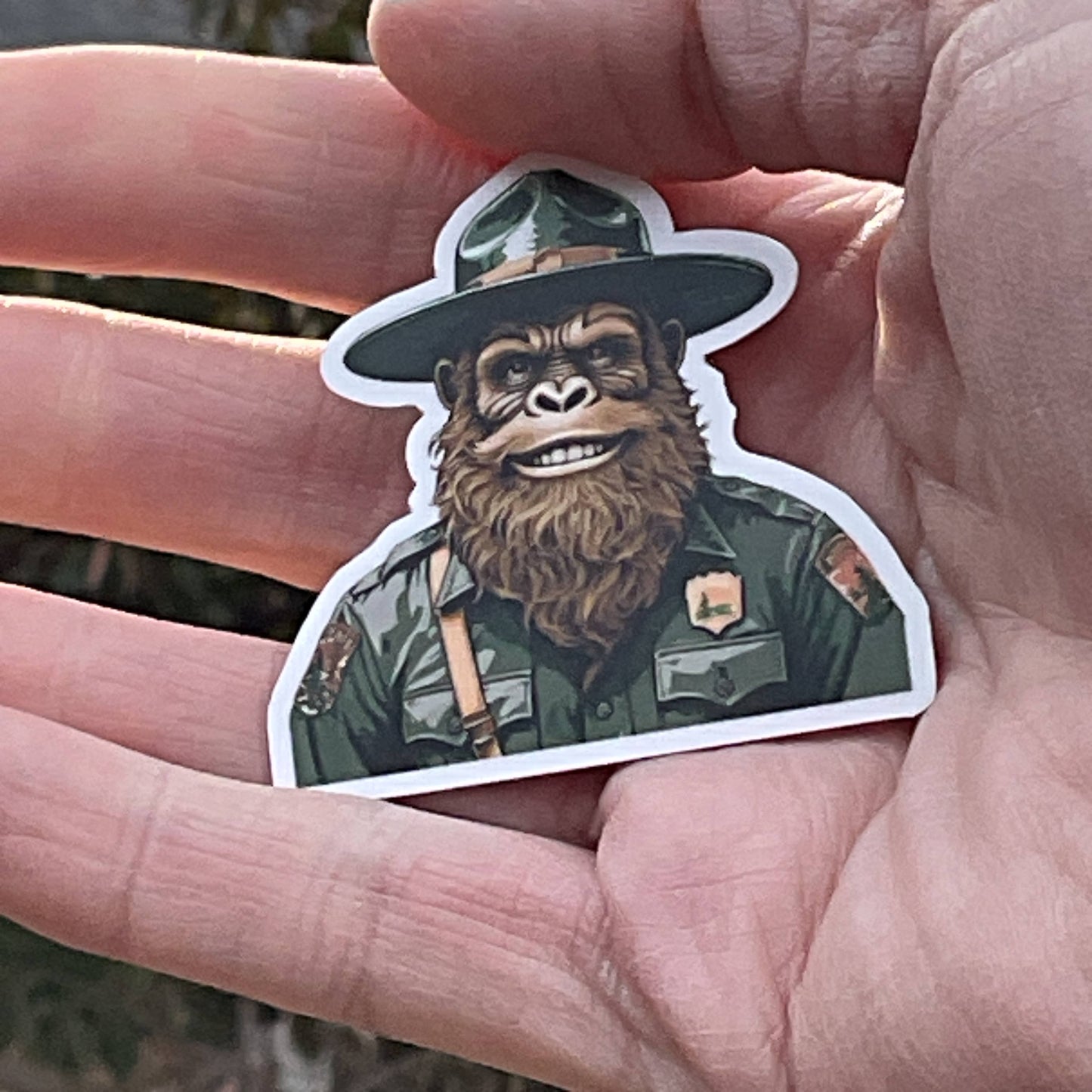 Happy Park Ranger Sasquatch or Bigfoot Vinyl 3" Sticker: No Hang Tag Added / Small 2" Sticker