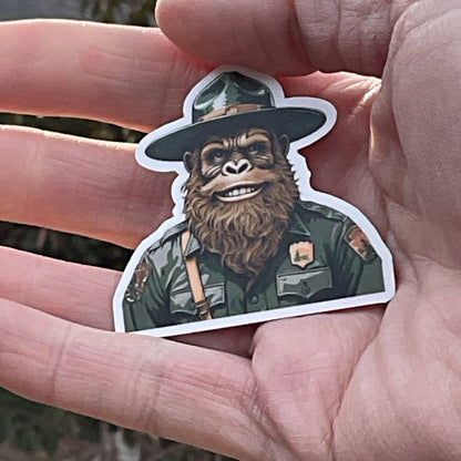 Happy Park Ranger Sasquatch or Bigfoot Vinyl 3" Sticker: No Hang Tag Added / Small 2" Sticker