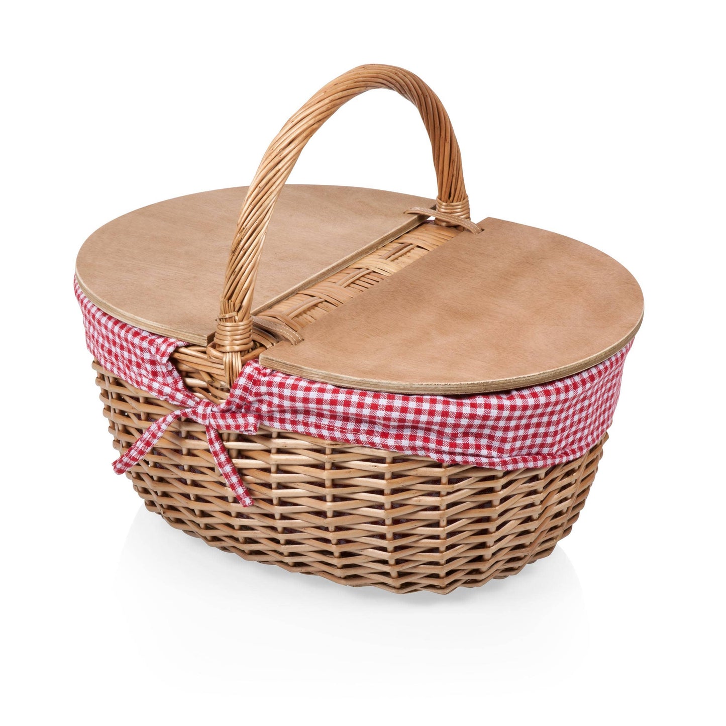 Country Picnic Basket: Red & White Gingham Pattern