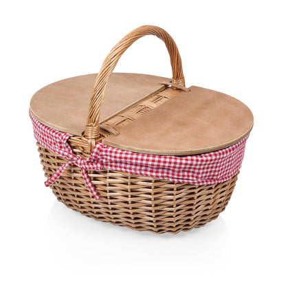 Country Picnic Basket: Red & White Gingham Pattern