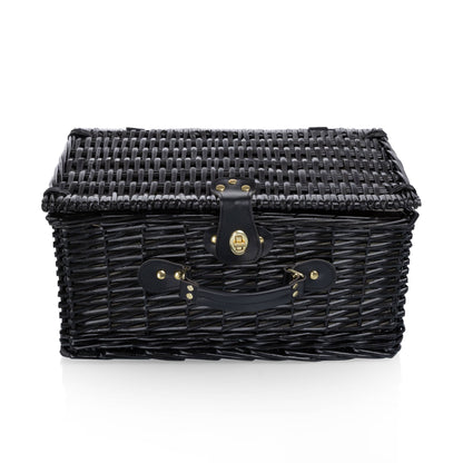 Picnic Basket Set for 2, Black Willow with Beige Accents