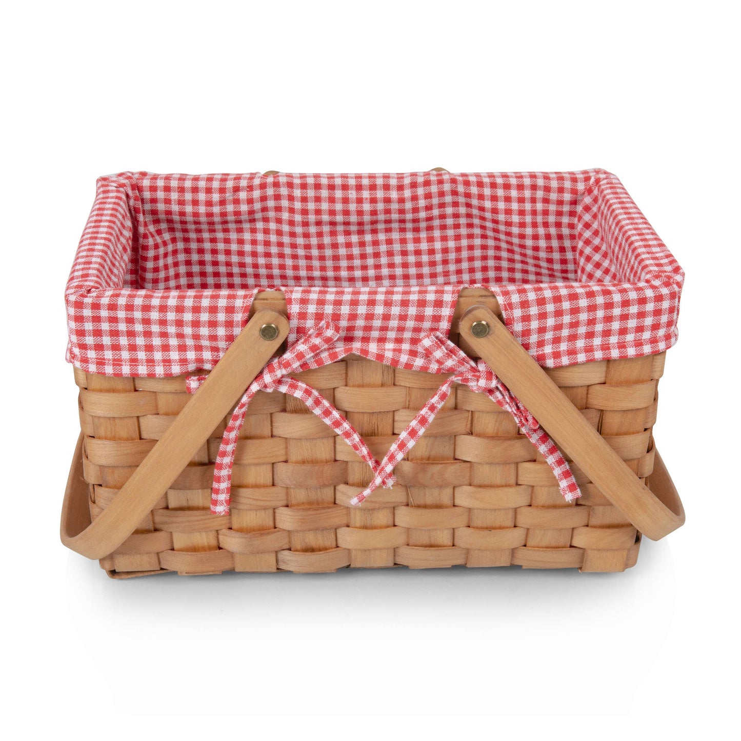 Farmhouse Basket - Red and White Gingham Empty Basket: Red & White Gingham