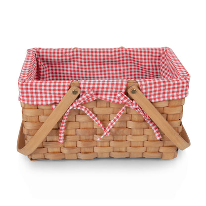 Farmhouse Basket - Red and White Gingham Empty Basket: Red & White Gingham