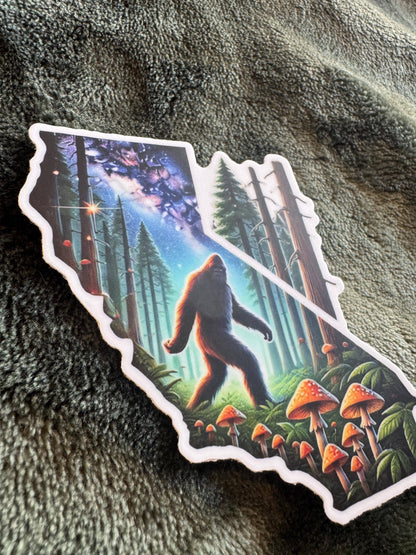California Bigfoot Galaxy Forest Vinyl Waterproof Sticker