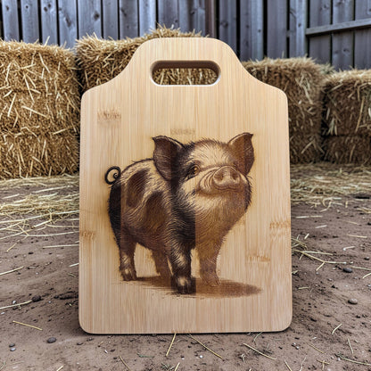 Adorable Pig Bamboo Cutting, cheese board: 8"x11"
