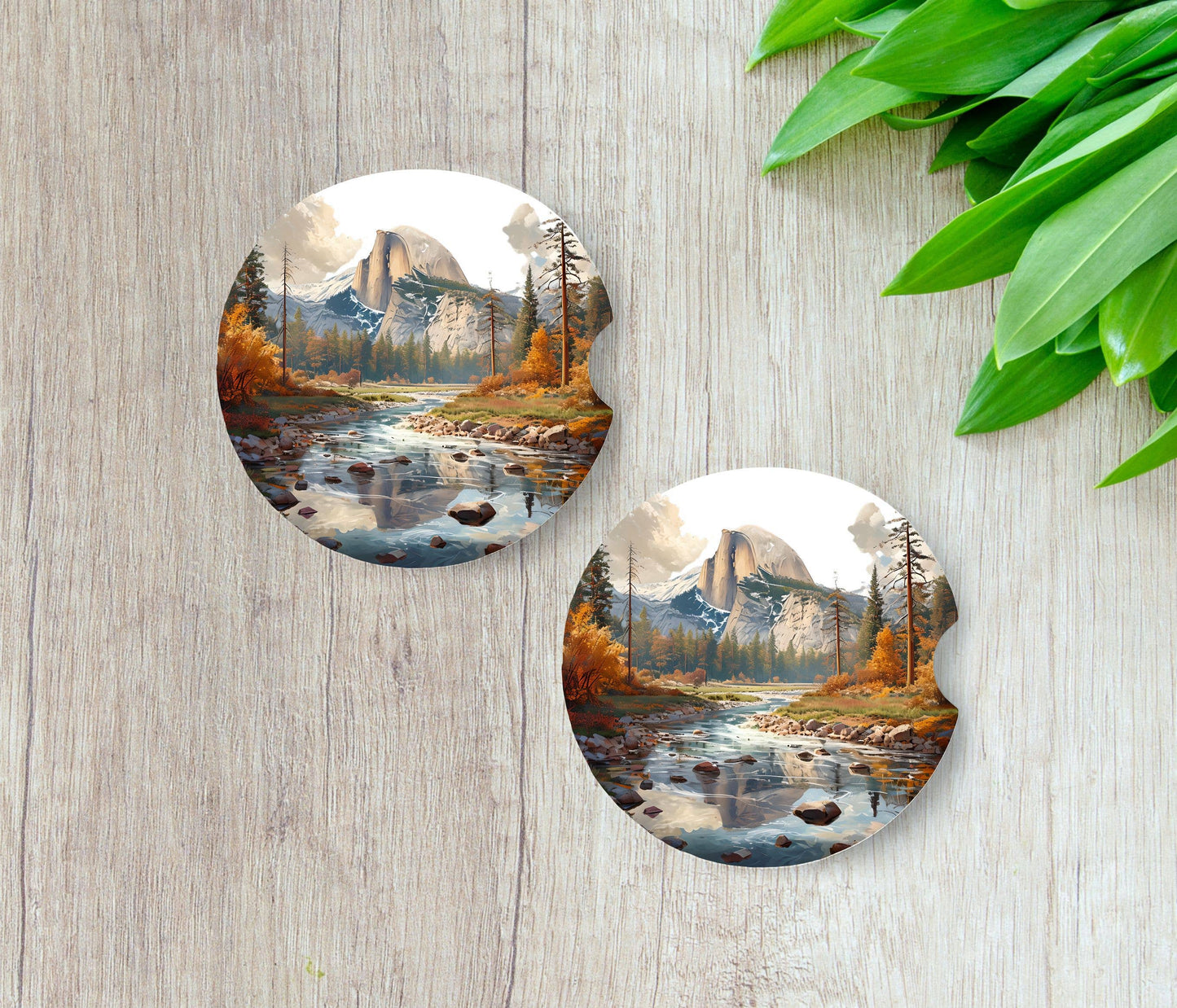 Yosemite Half Dome Neoprene Car Coaster Set: No text on coaster / Single
