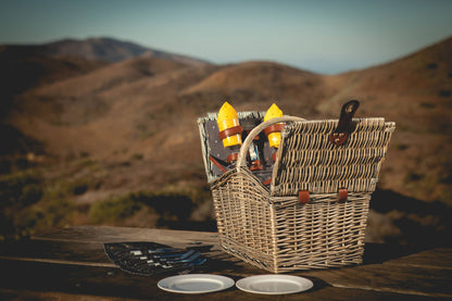 Piccadilly Romantic Picnic Basket for 2 with Picnic Set: Red & White Plaid Pattern