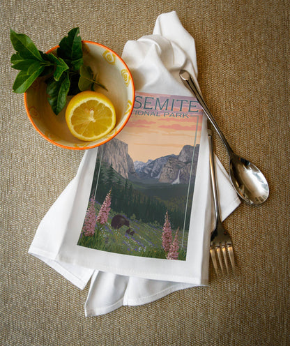 ORGANIC TEA TOWEL Yosemite National Park, California Bears 2: Organic Tea Towel