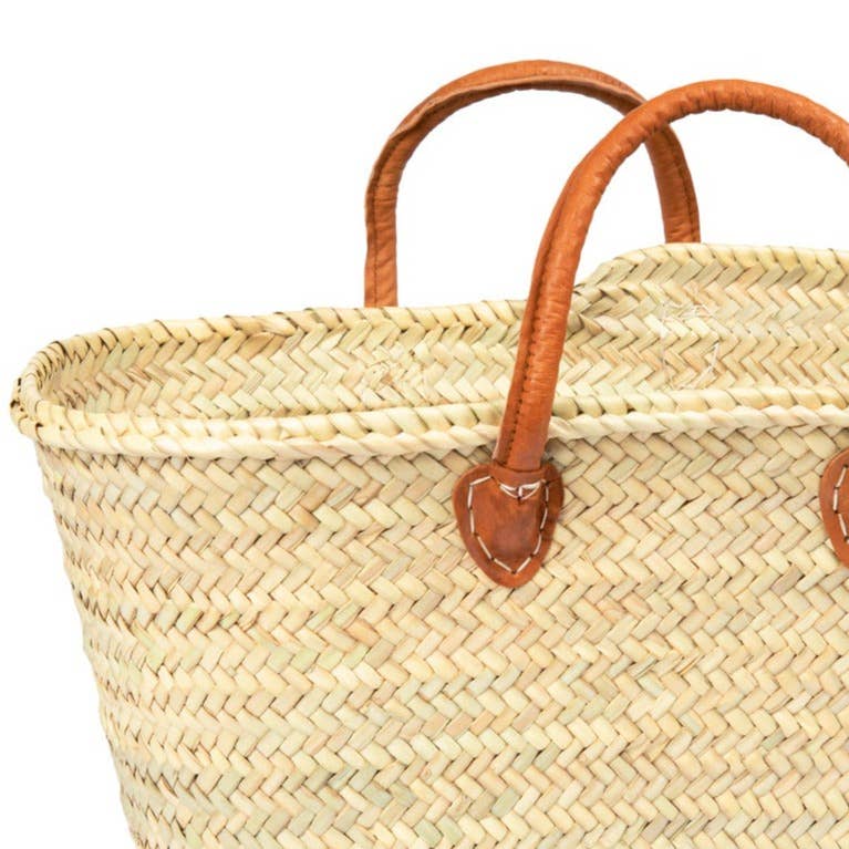 Moroccan Market Basket with Brown Straps, Short