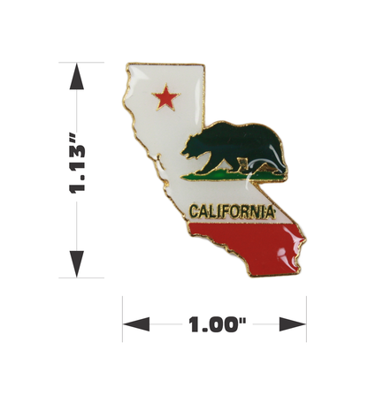 Enamel Pin - California Golden State Bear Borders West Coast