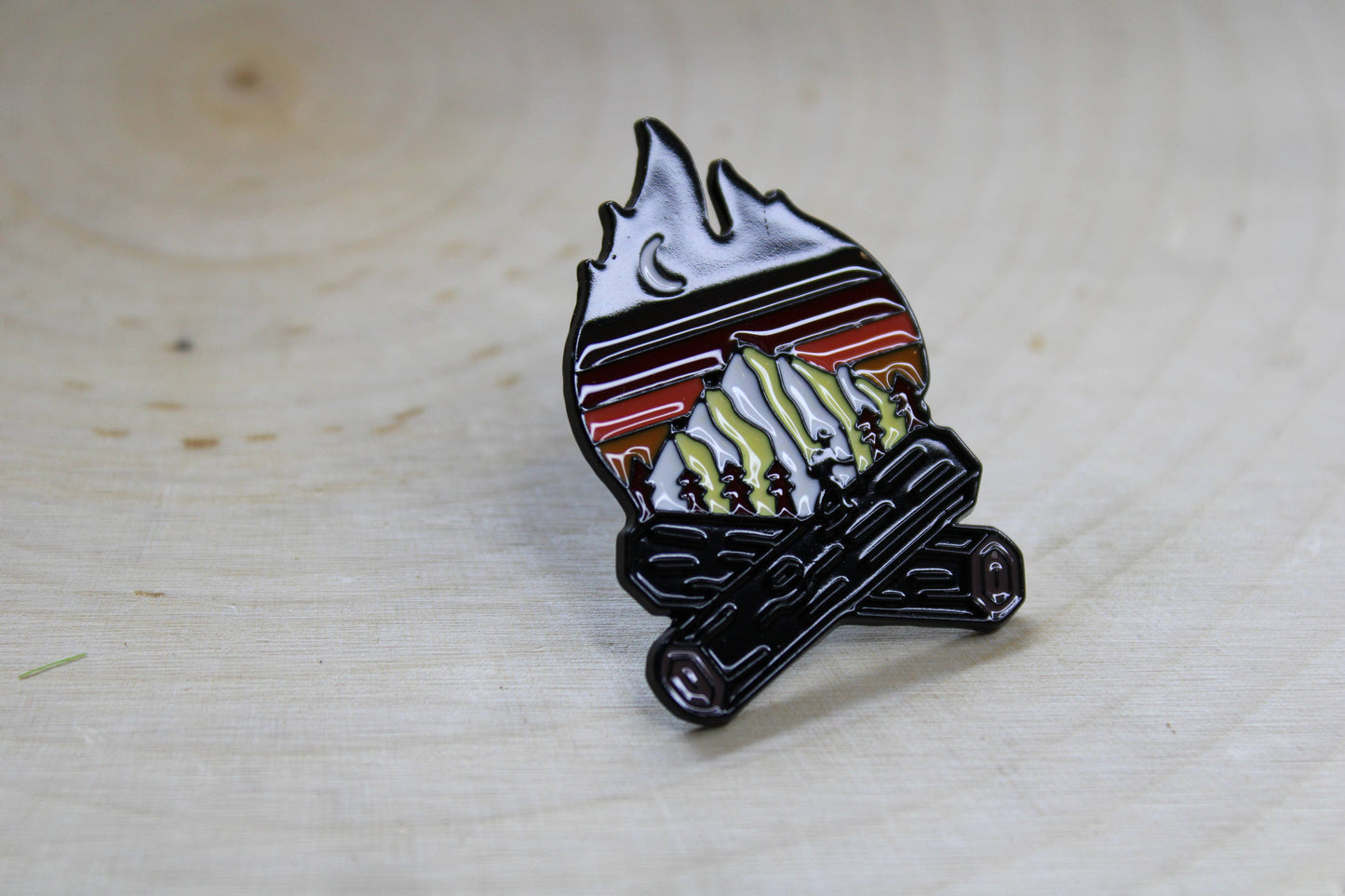 Hiking in the Mountains Campfire - Metal & Enamel Pin