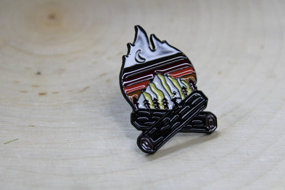 Hiking in the Mountains Campfire - Metal & Enamel Pin