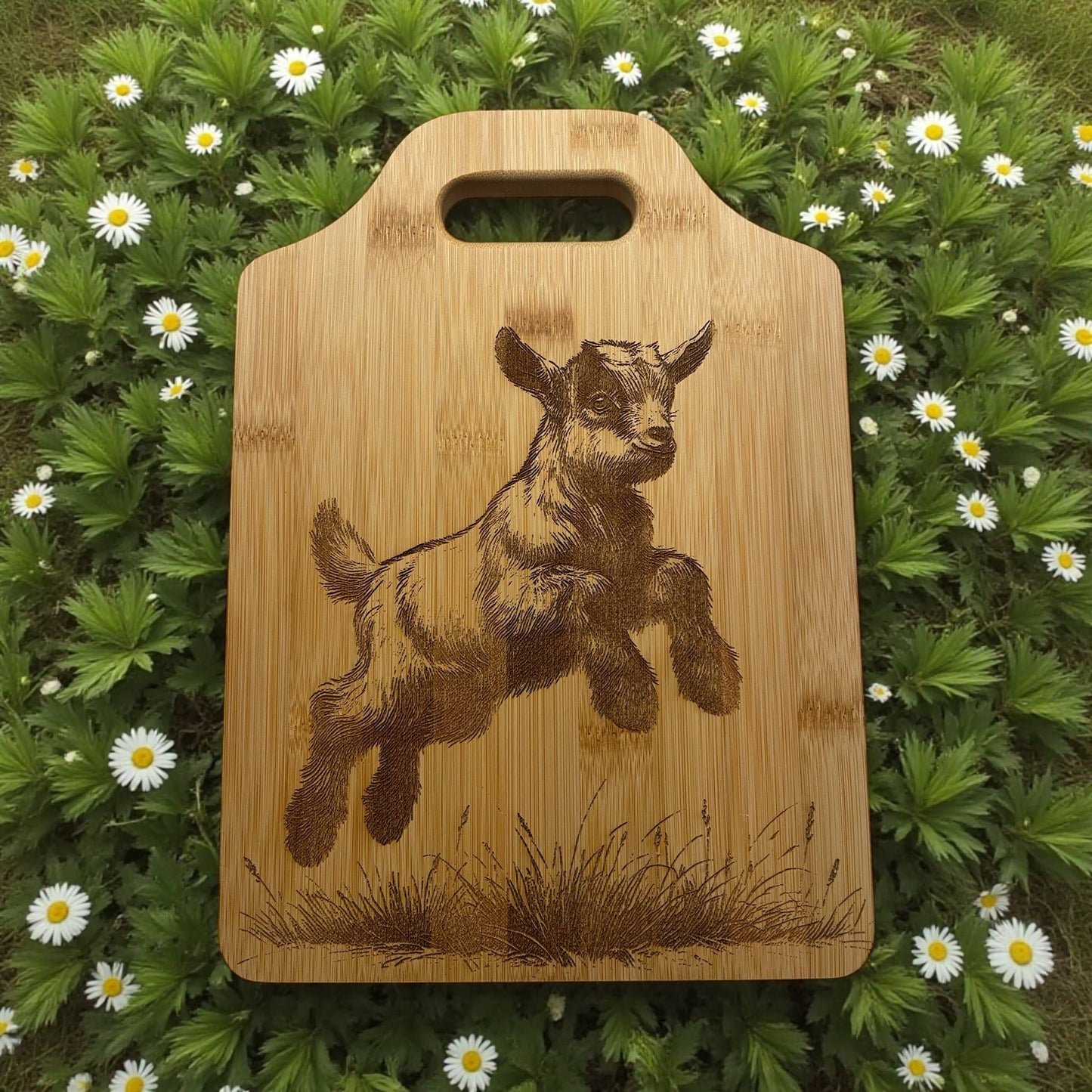 Goat Baby Design Bamboo Cutting, charcuterie, cheese board: 8"x11"