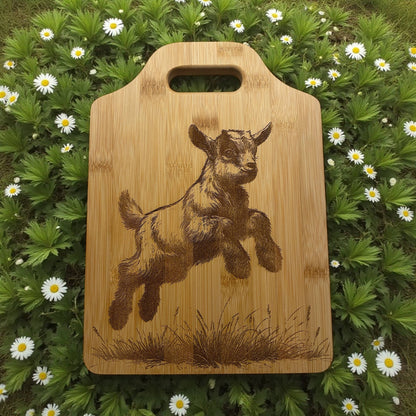 Goat Baby Design Bamboo Cutting, charcuterie, cheese board: 8"x11"