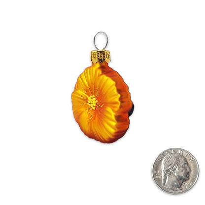 Mini Poppy and Monarch Glass Ornament