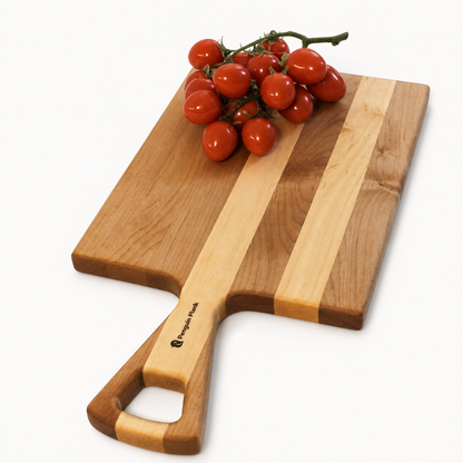 Handmade Hardwood Cheese & Serving Board with Handle – 16" ×: Cherry