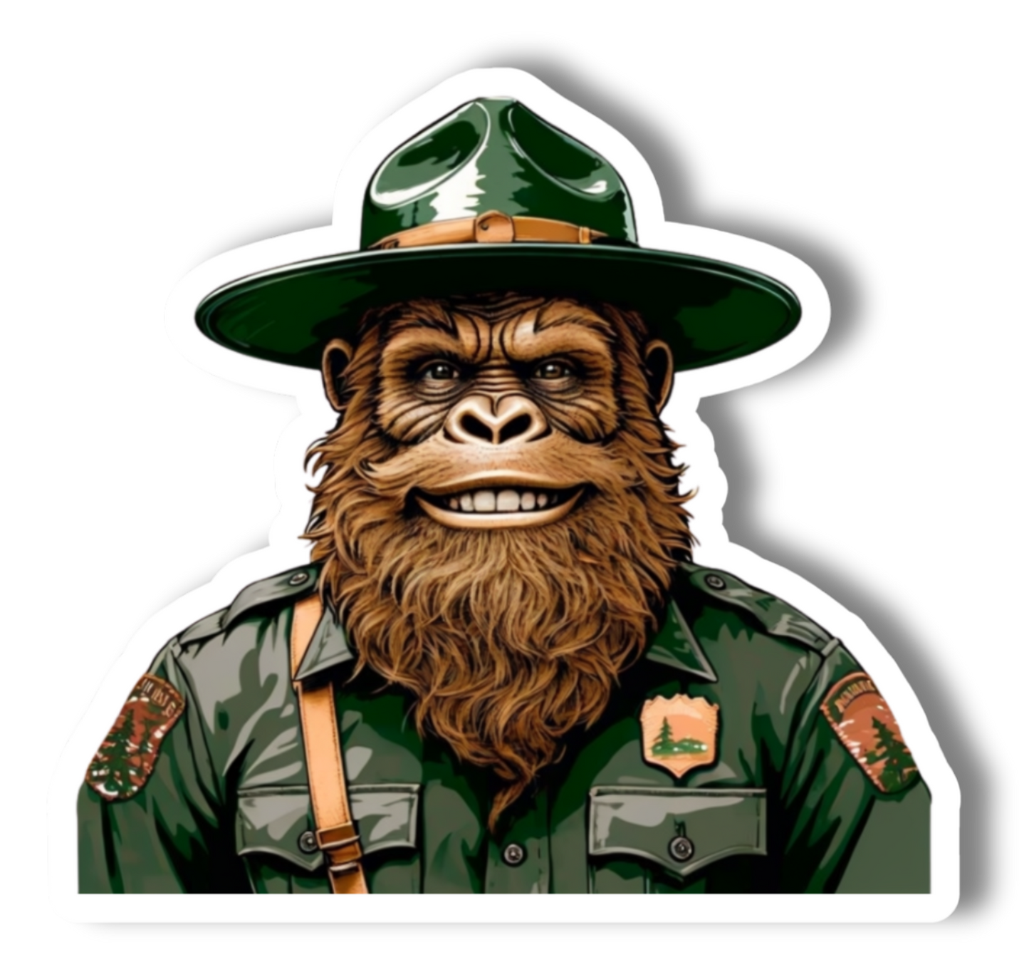 Happy Park Ranger Sasquatch or Bigfoot Vinyl 3" Sticker: No Hang Tag Added / Small 2" Sticker