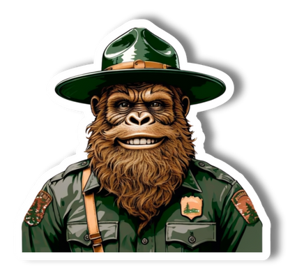 Happy Park Ranger Sasquatch or Bigfoot Vinyl 3" Sticker: No Hang Tag Added / Small 2" Sticker