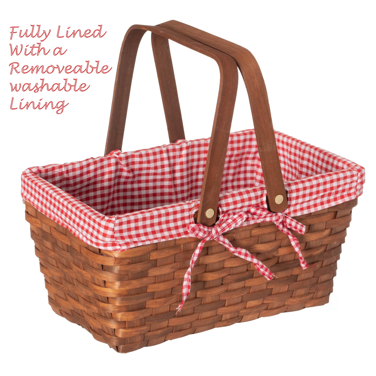 Double Handle Woodchip Basket with Liner: White / Medium