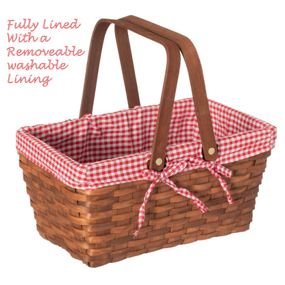 Double Handle Woodchip Basket with Liner: White / Medium