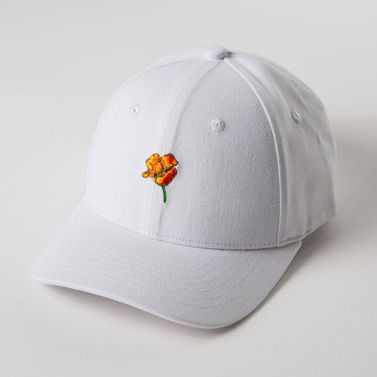 California Poppy Dad Hat: White