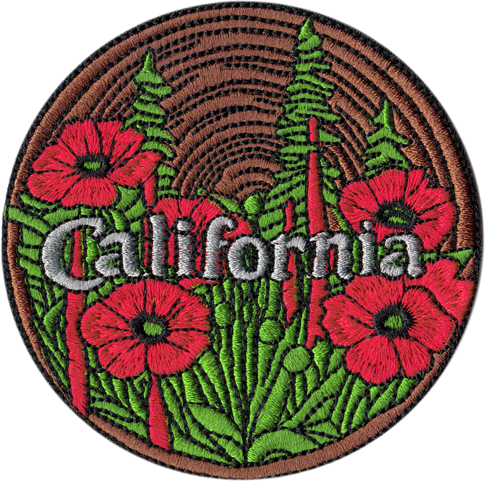 Patch - California - Red Poppies On A Tree Cookie Background