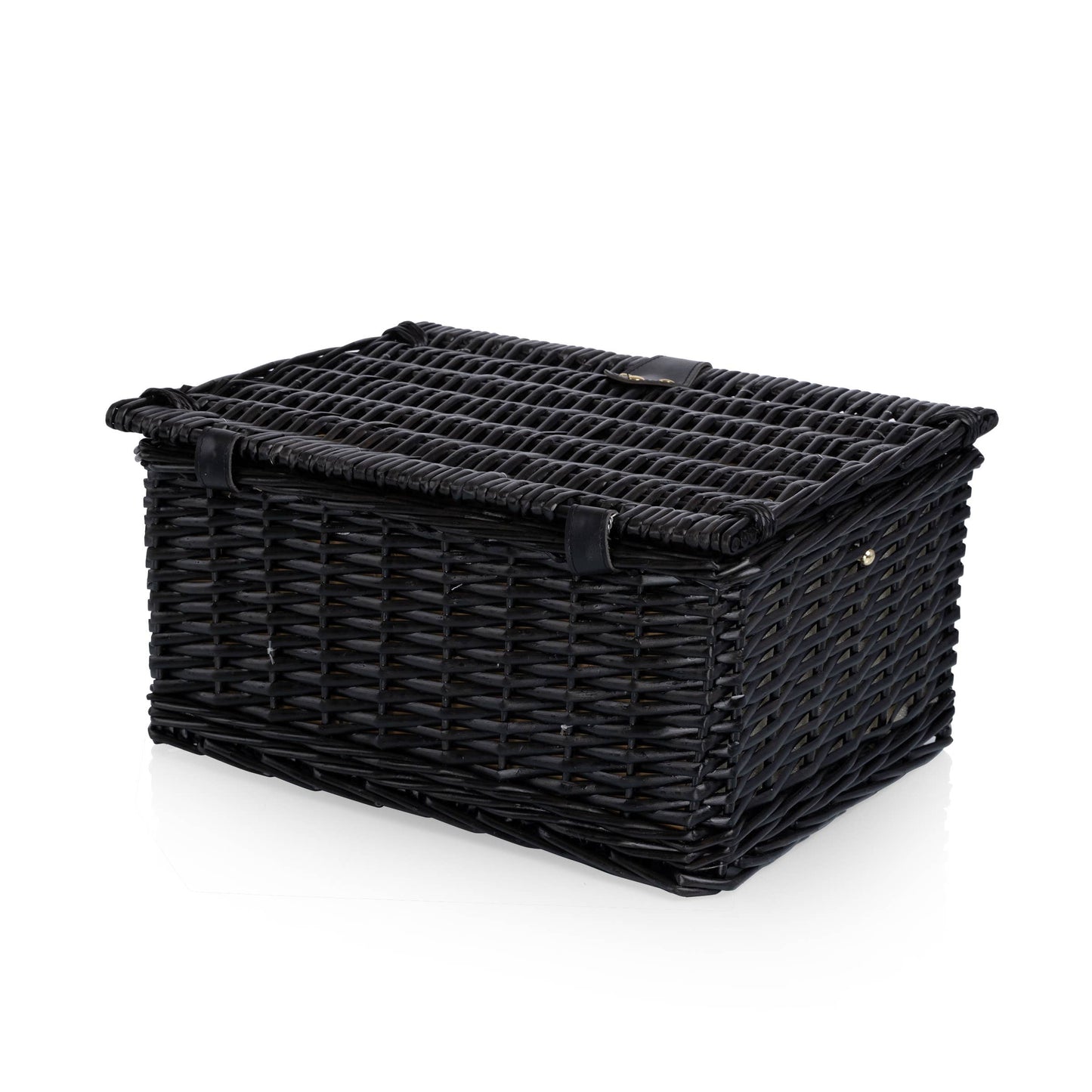 Picnic Basket Set for 2, Black Willow with Beige Accents