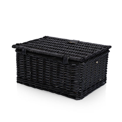 Picnic Basket Set for 2, Black Willow with Beige Accents