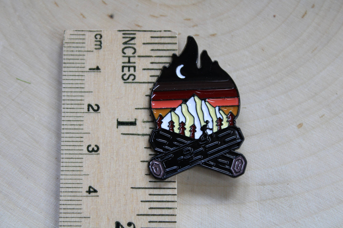 Hiking in the Mountains Campfire - Metal & Enamel Pin
