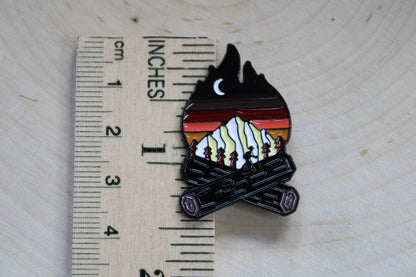 Hiking in the Mountains Campfire - Metal & Enamel Pin