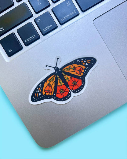 Monarch Butterfly California Poppy Sticker