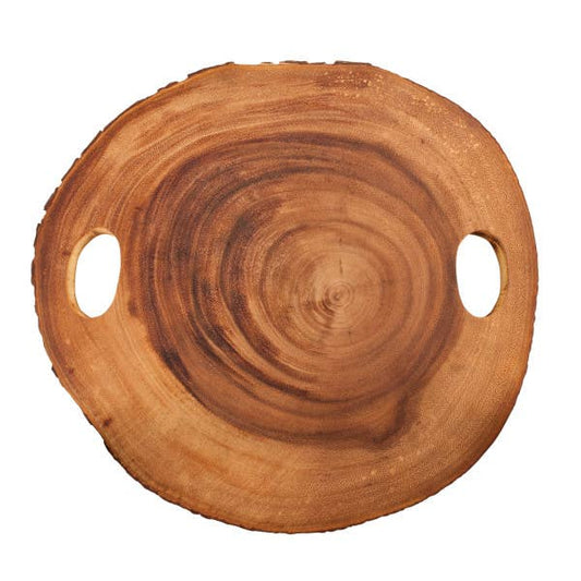 15" Acacia Natural Round Cheese Board w/ Handles