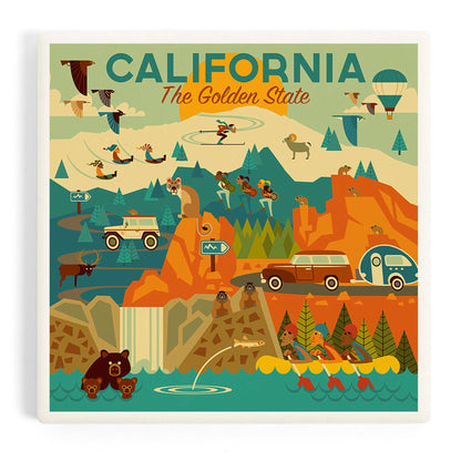 CERAMIC COASTER California The Golden State Geometric