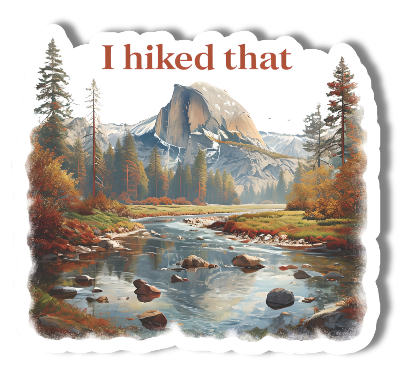 Yosemite National Park Half Dome & Merced River Sticker: Without a Hang Tag / Large 3" Wide