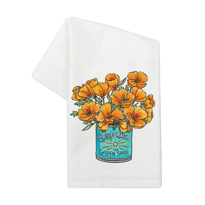 California Poppies Flour Sack Tea Towel