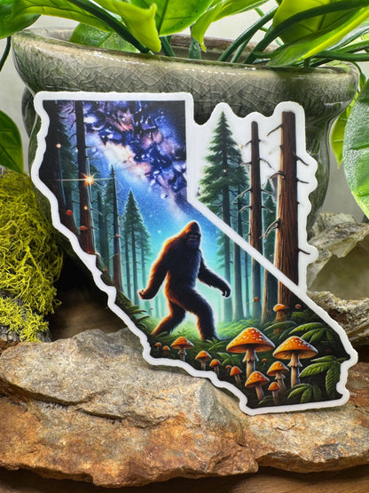 California Bigfoot Galaxy Forest Vinyl Waterproof Sticker