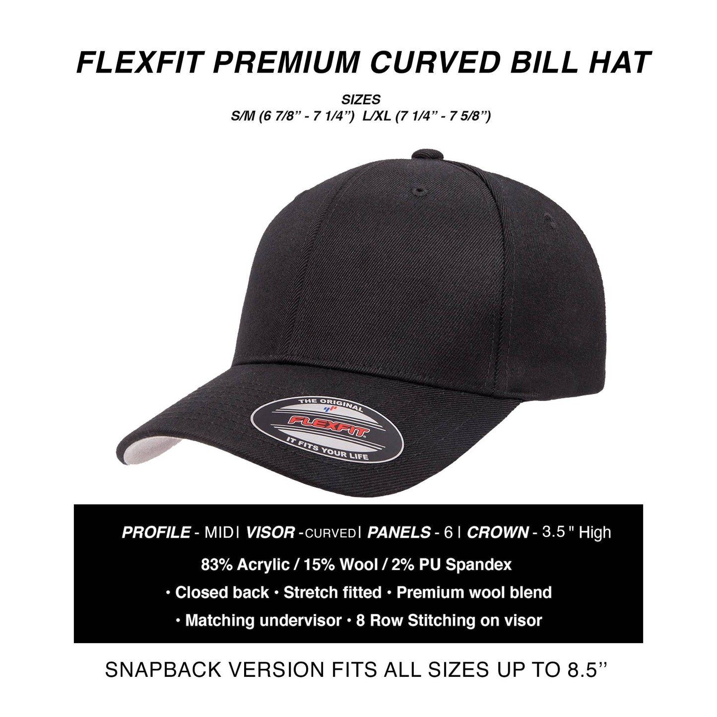 Bear and Mountain Hat: Snapback Flat / Black
