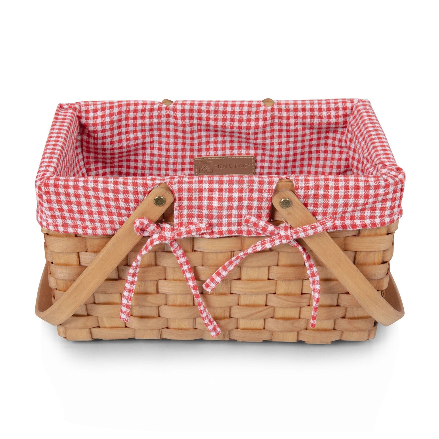 Farmhouse Basket - Red and White Gingham Empty Basket: Red & White Gingham