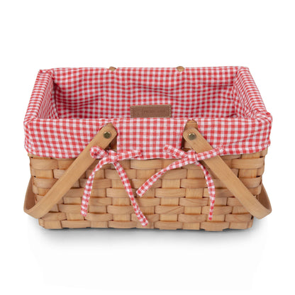 Farmhouse Basket - Red and White Gingham Empty Basket: Red & White Gingham