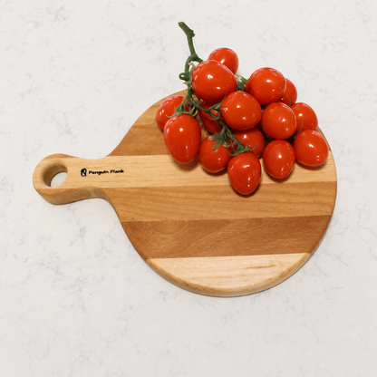 Personal Hardwood Cheese Board with Handle – 11" × 8": Hickory