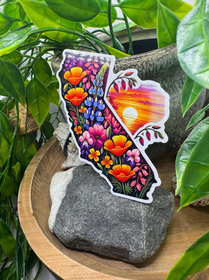 California Wildflower Glossy Vinyl Sunset Sticker