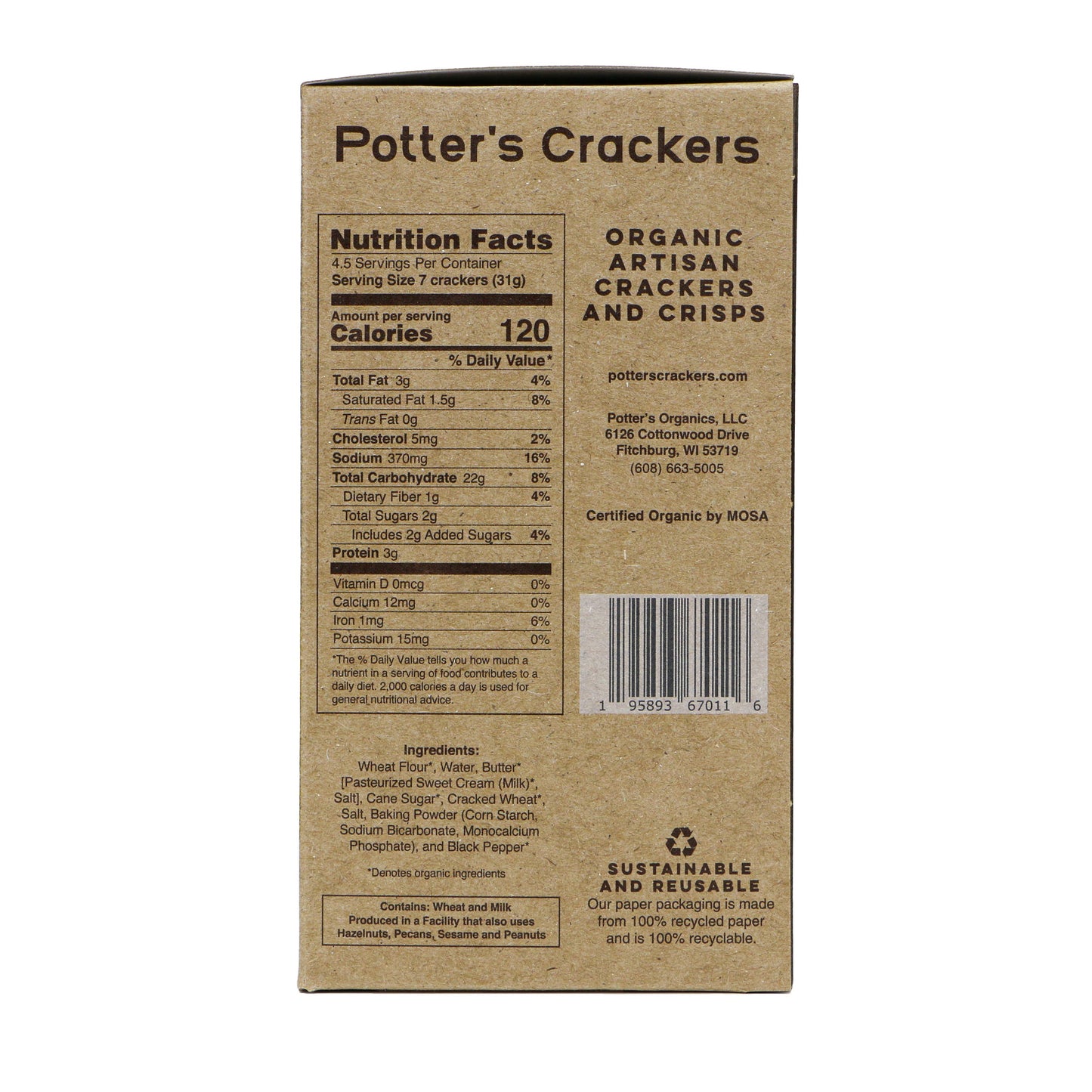 Potter's Crackers Organic Classic White Crackers - 5 oz