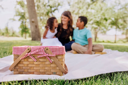 Farmhouse Basket - Red and White Gingham Empty Basket: Red & White Gingham