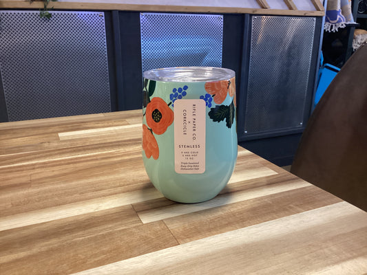 12oz Stemless Lively Gloss Mint Floral