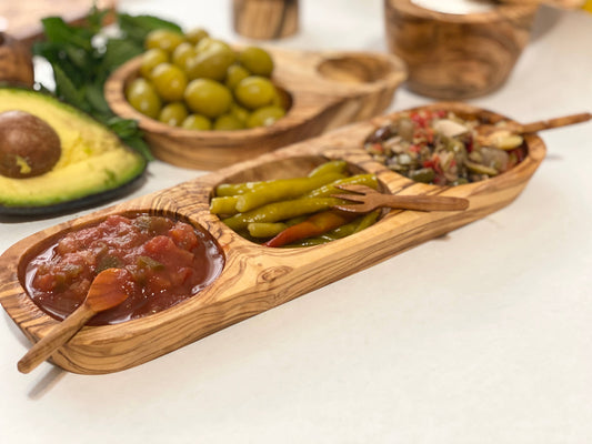 Olive Wood Three Section Tray