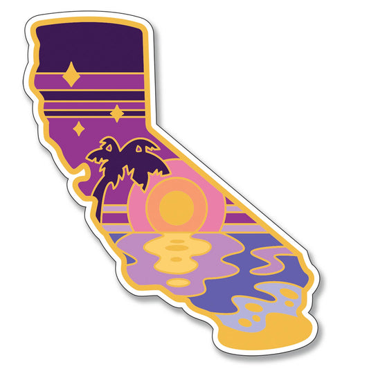 California Retro Sunset Vinyl Sticker